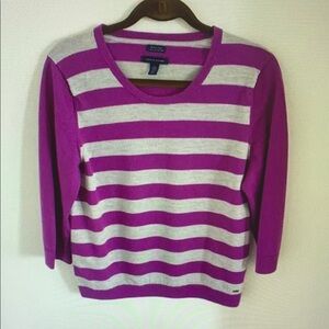 Purple and Gray Striped Women's Sweater